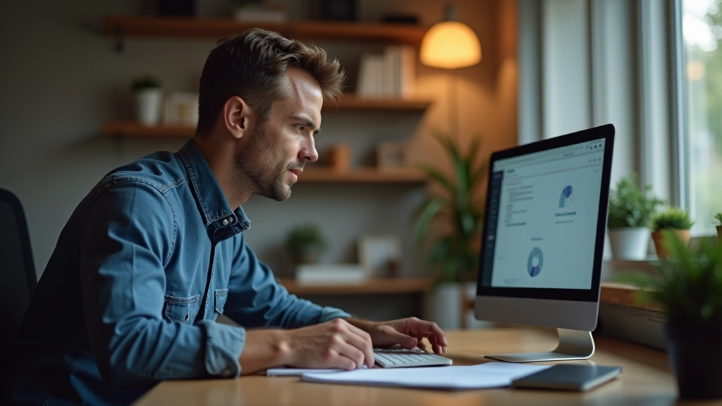 Close-up of hands typing on keyboard with AI workflow management interface visible on screen