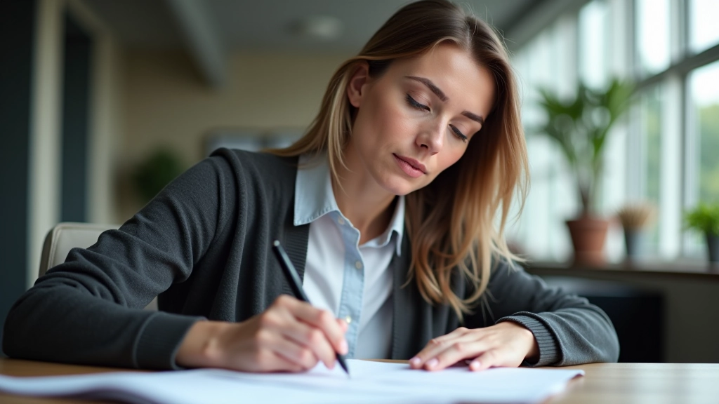 Person reviewing document with AI-generated content, checking quality